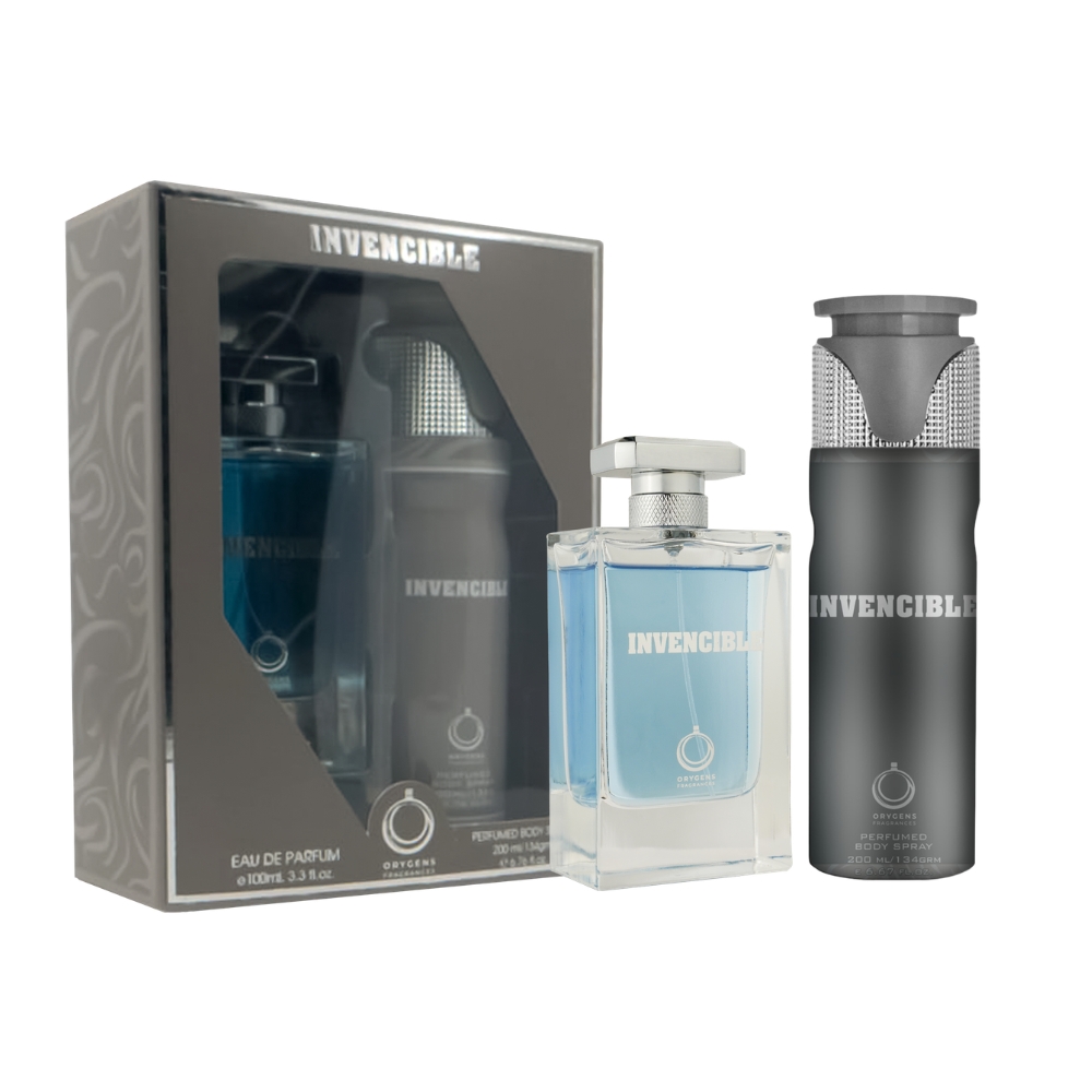 Frasco oficial do perfume COFFRET ORYGENS INVENCIBLE EDP 100ML+BODY SPRAY 200ML