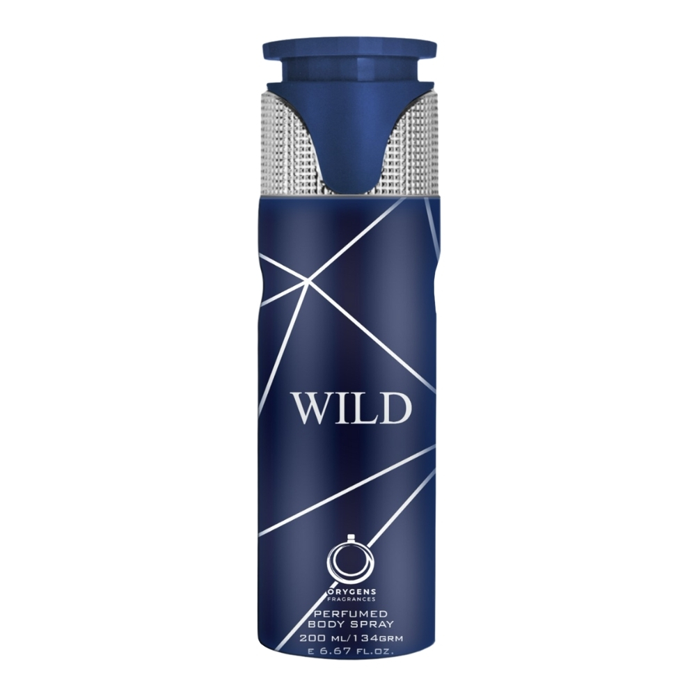 Frasco oficial do perfume ORYGENS BODY SPRAY WILD 200ML