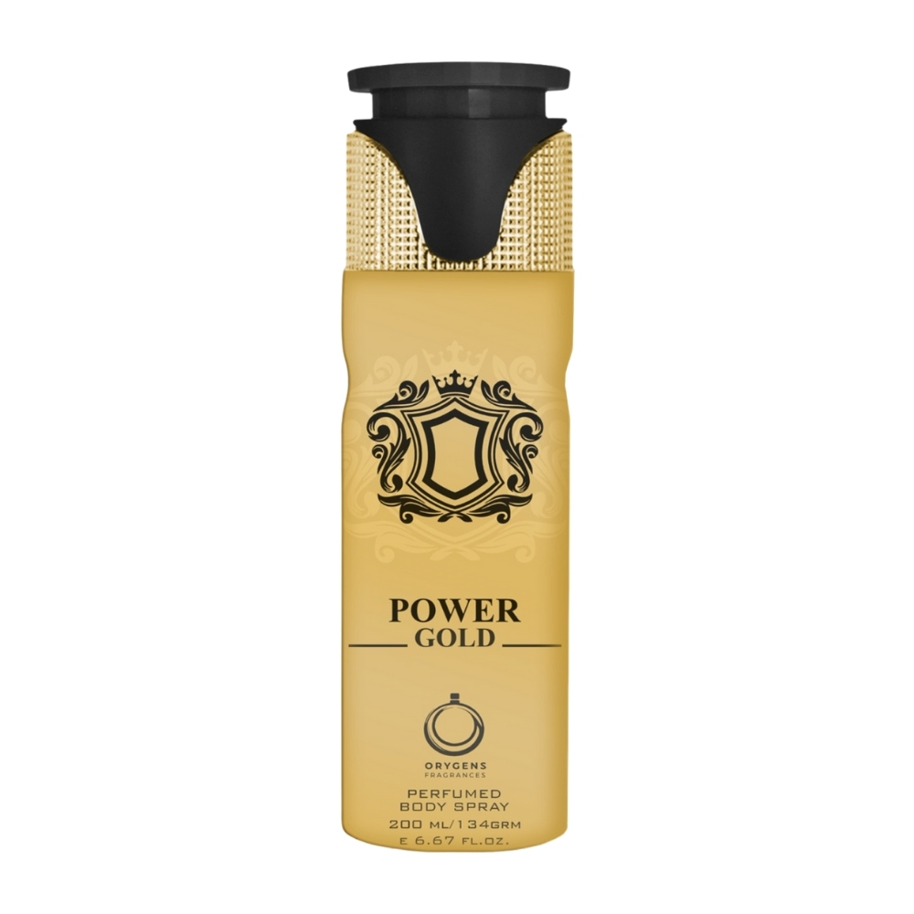 Frasco oficial do perfume ORYGENS BODY SPRAY POWER GOLD 200ML