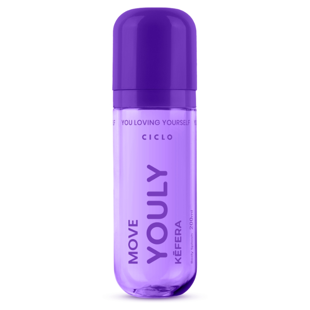 Frasco oficial do perfume CICLO YOULY KEFERA BODY SPLASH MOVE 200ML