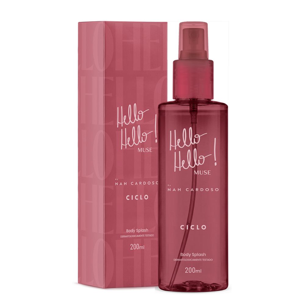 Frasco oficial do perfume CICLO BODY SPLASH HELLO HELLO MUSE 200ML