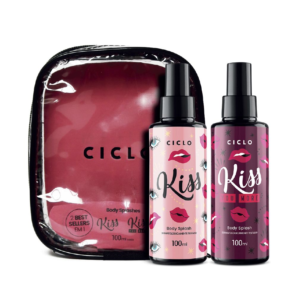 Frasco oficial do perfume COFFRET BODY SPLASH KISS 100ML+KYM DEO COL 100ML