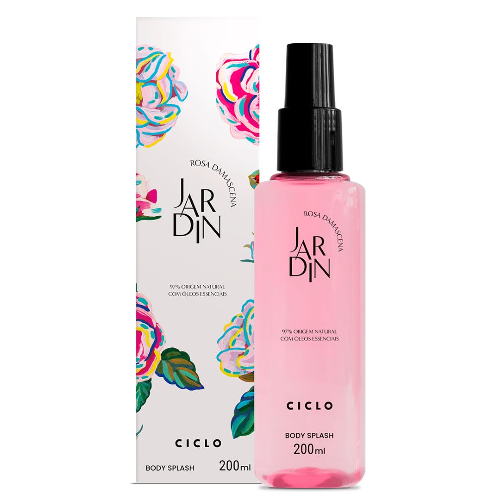 Frasco oficial do perfume CICLO JARDIN BODY SPLASH ROSA DAMASCENA 200ML