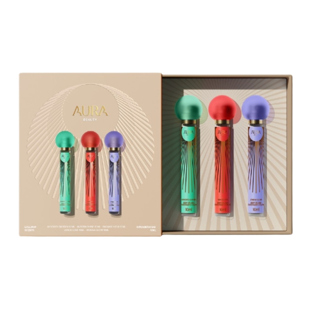 Frasco oficial do perfume KIT AURA LOLLIPOP SCENTS BODY SPLASH 3X10ML