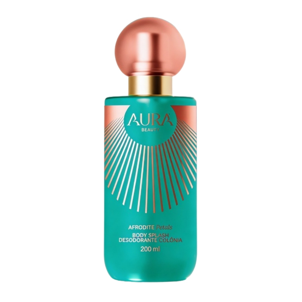 Frasco oficial do perfume AURA AFRODITE PETALS BODY SPLASH 200ML