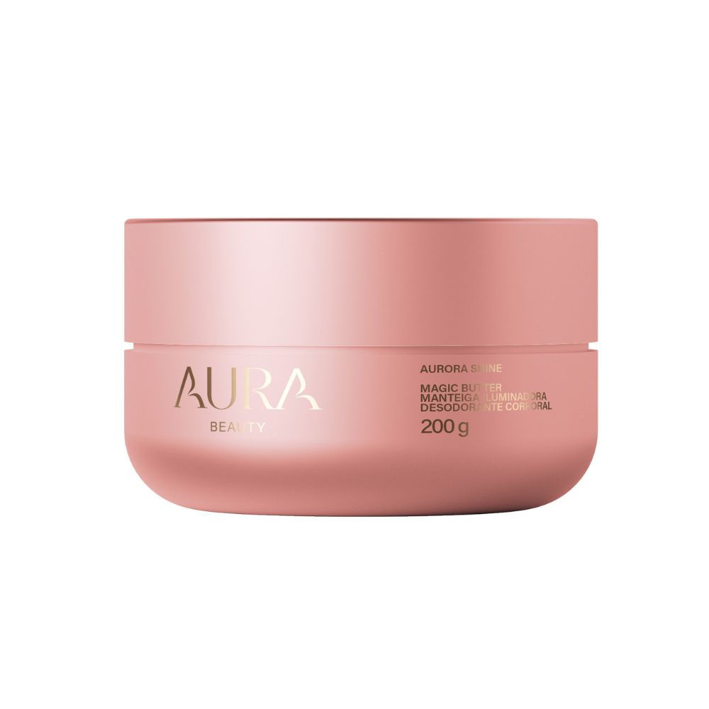 Frasco oficial do perfume AURA AURORA SHINE MANTEIGA ILUM CORPO 200G
