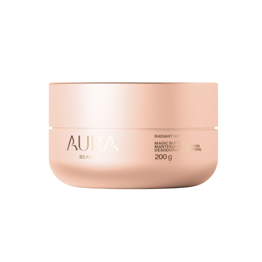 Frasco oficial do perfume AURA RADIANT HERA MANTEIGA ILUM CORPO 200G