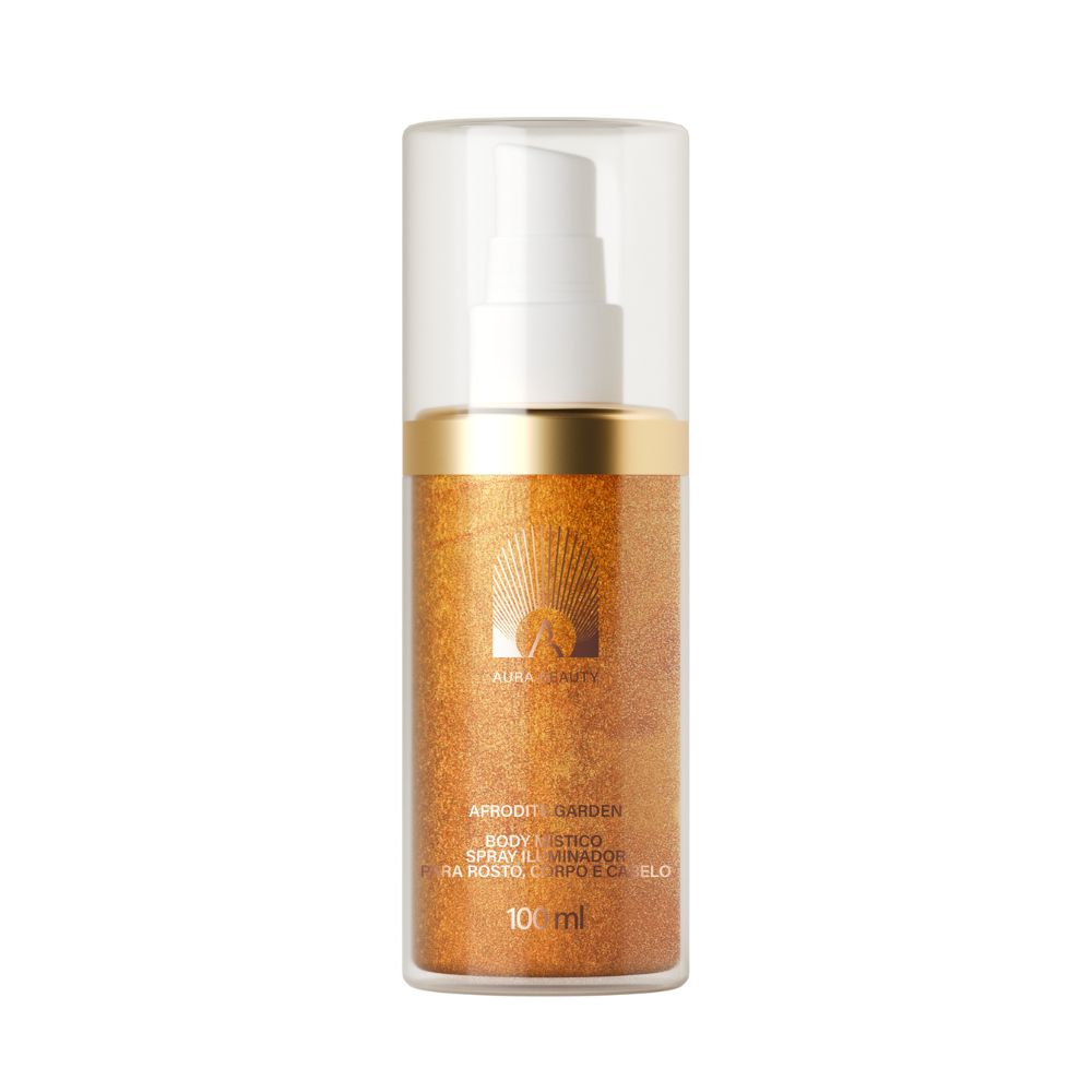 Frasco oficial do perfume AURA AFRODITE GARDEN BODY MISTICO SPRAY ILUMIN 100ML