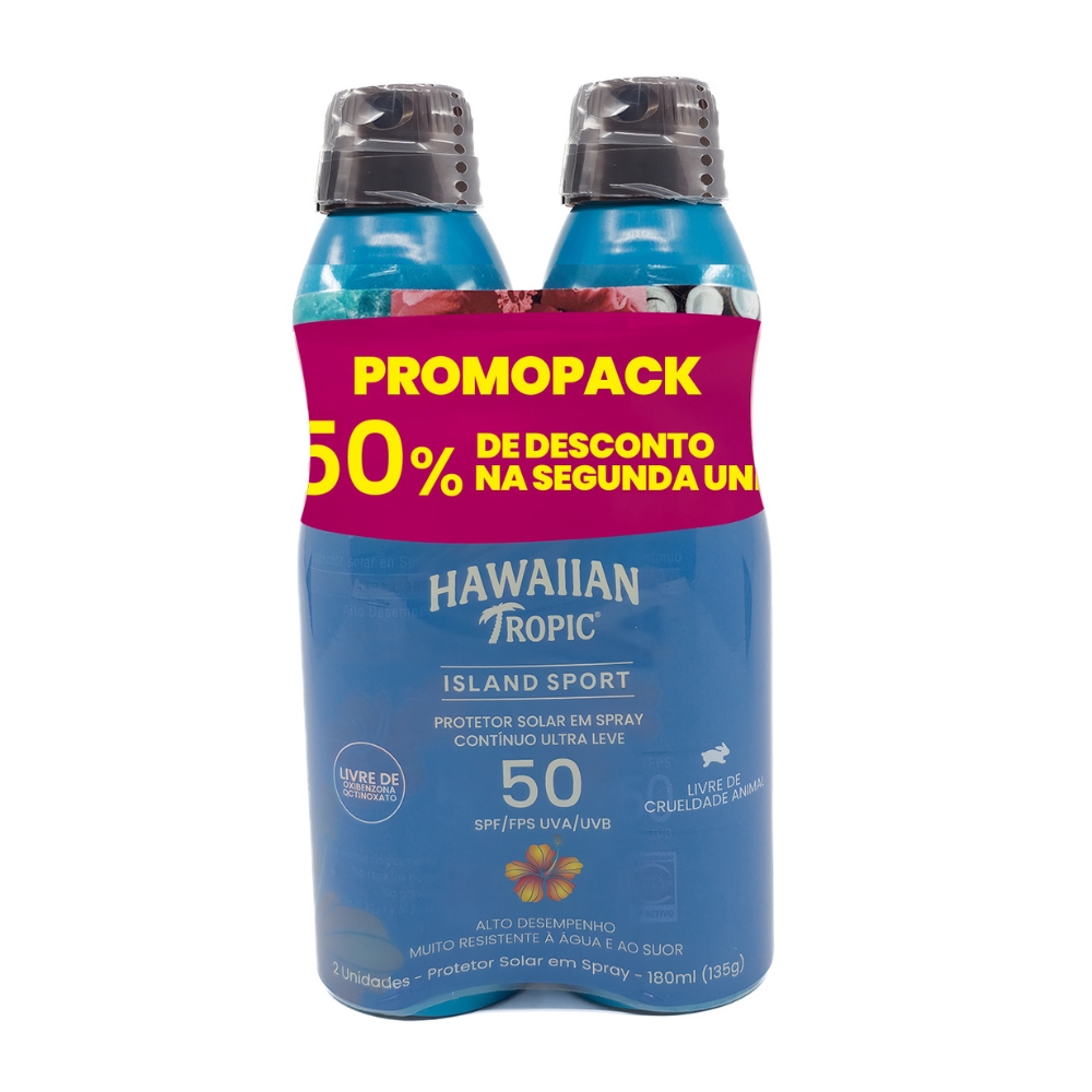 Frasco oficial do perfume HT PROMOPACK 2X ISLAND SPORT PROT SOLAR SPRAY FPS50 180ML