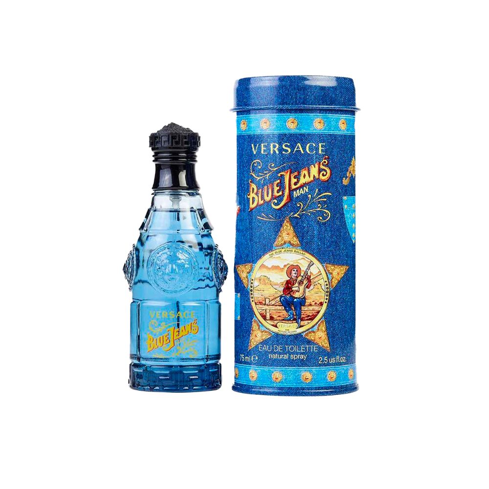 Frasco oficial do perfume VERSACE BLUE JEANS EDT 75ML