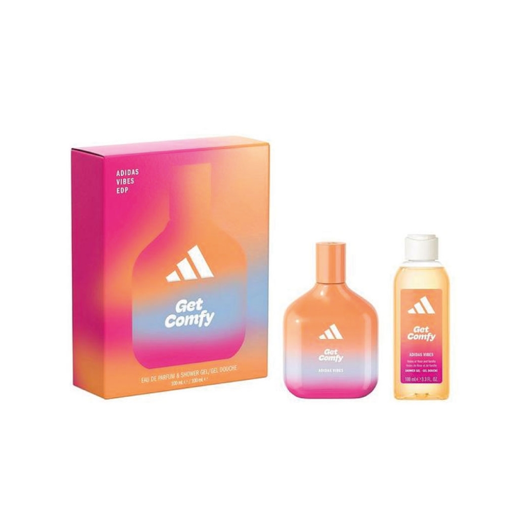 Frasco oficial do perfume *COFFRET ADIDAS VIBES GET COMFY EDP 100ML+SG 100ML