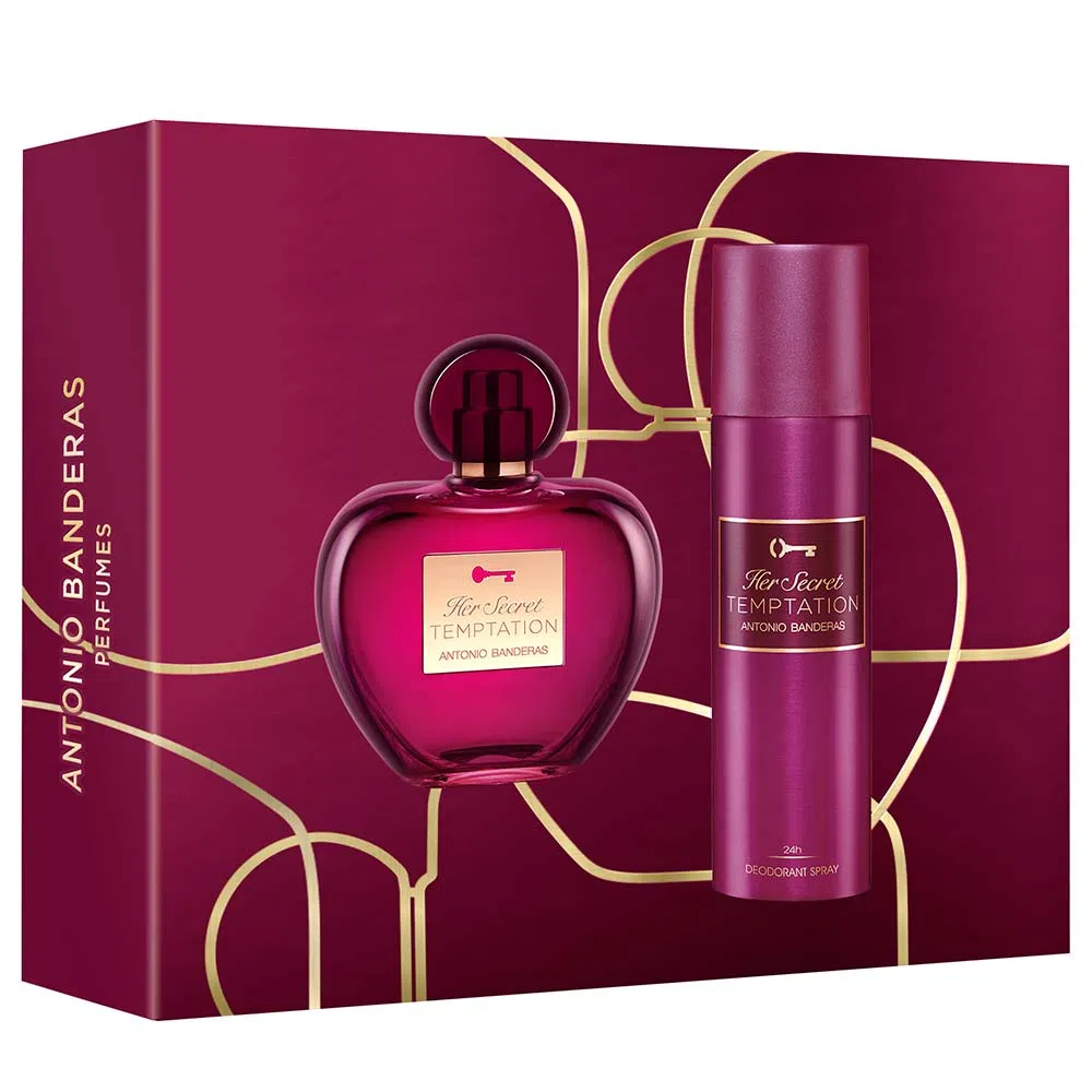 Frasco oficial do perfume *COFFRET AB HER SECRET TEMPTATION EDT 80ML+DEO 150ML