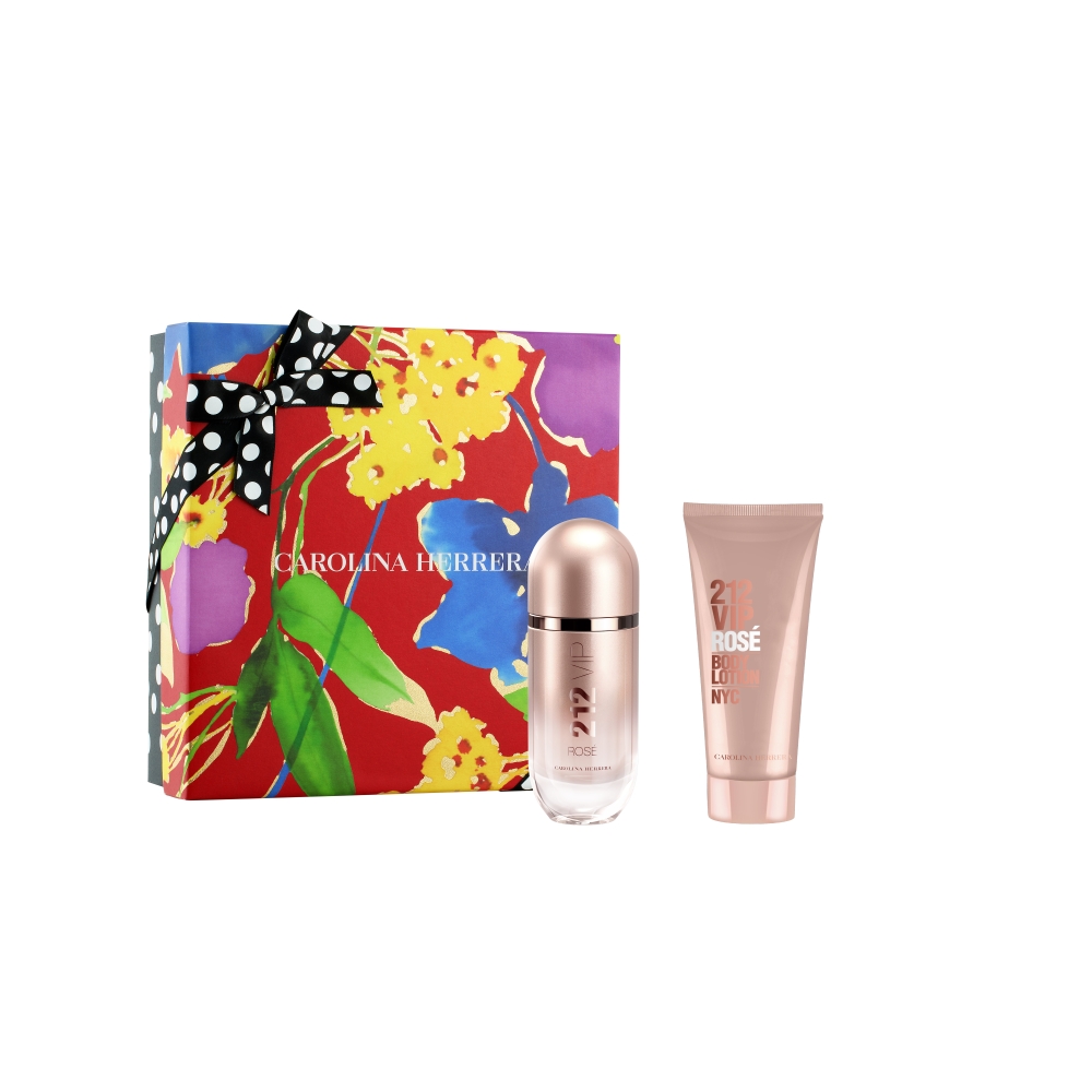 Frasco oficial do perfume COFFRET CH 212 VIP ROSE EDP 80ML+BL 100ML
