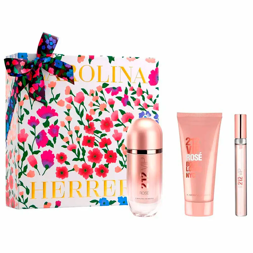 Frasco oficial do perfume COFFRET CH 212 VIP ROSE EDP 80ML+EDP 10ML+BL 100ML