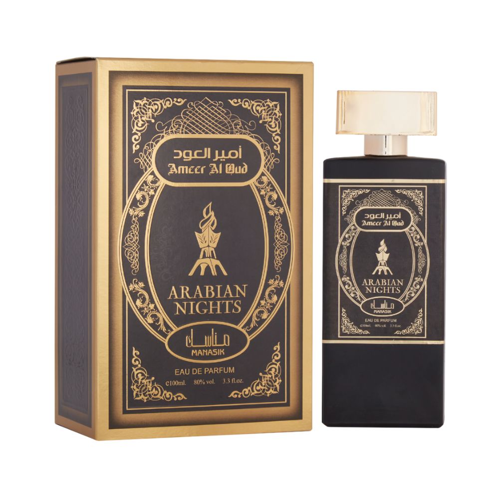 Frasco oficial do perfume MANASIK AMEER AL OUD ARABIAN NIGHTS EDP 100ML