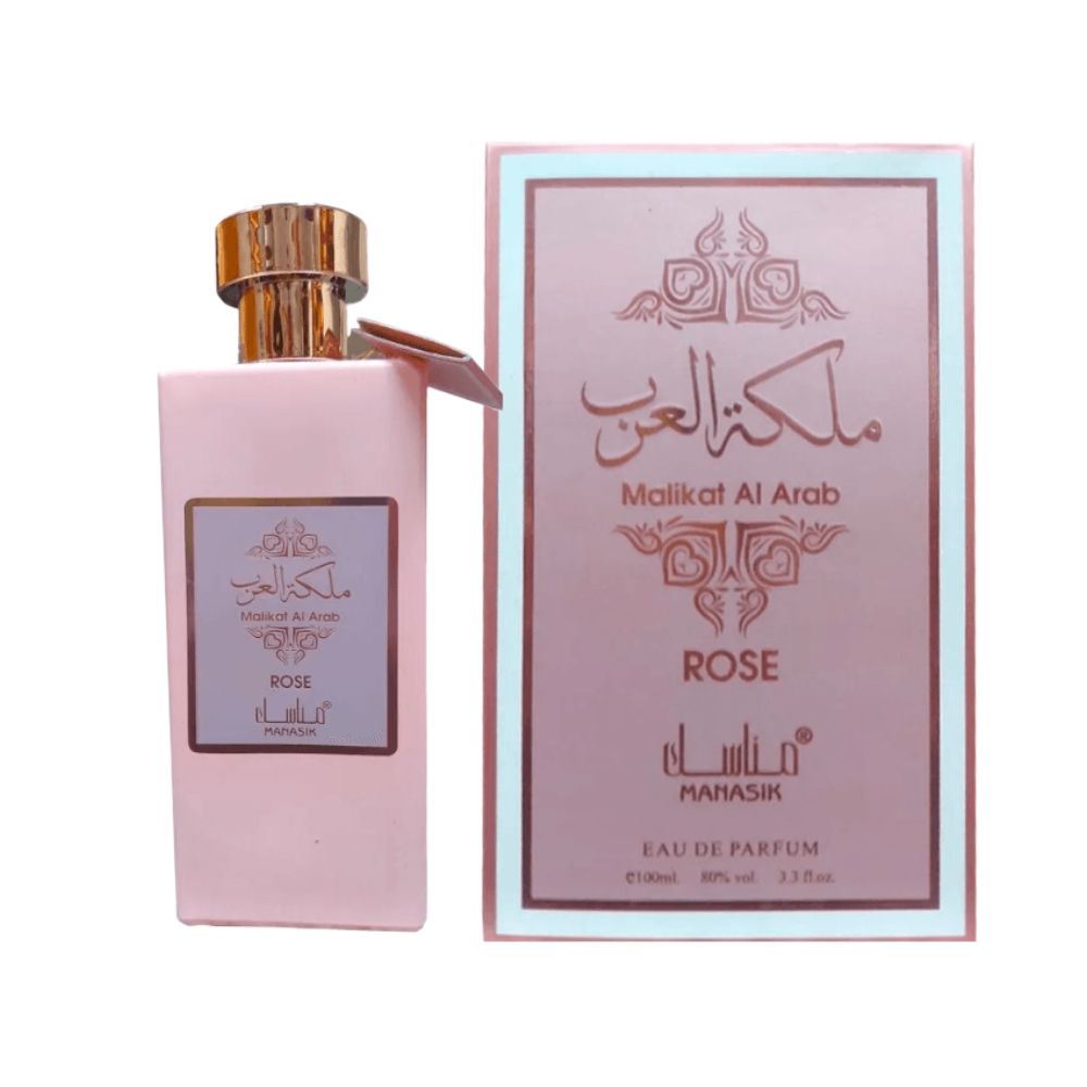 Frasco oficial do perfume MANASIK MALIKAT AL ARAB ROSE EDP 100ML