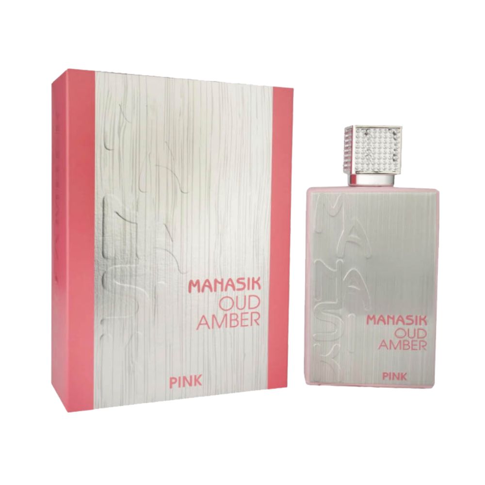 Frasco oficial do perfume MANASIK OUD AMBER PINK EDP 100ML