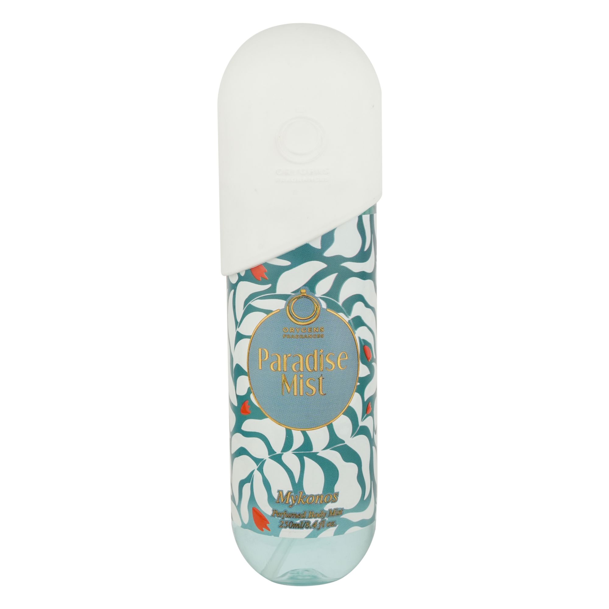 Frasco oficial do perfume ORYGENS PARADISE BODY MIST MYKONOS 250ML