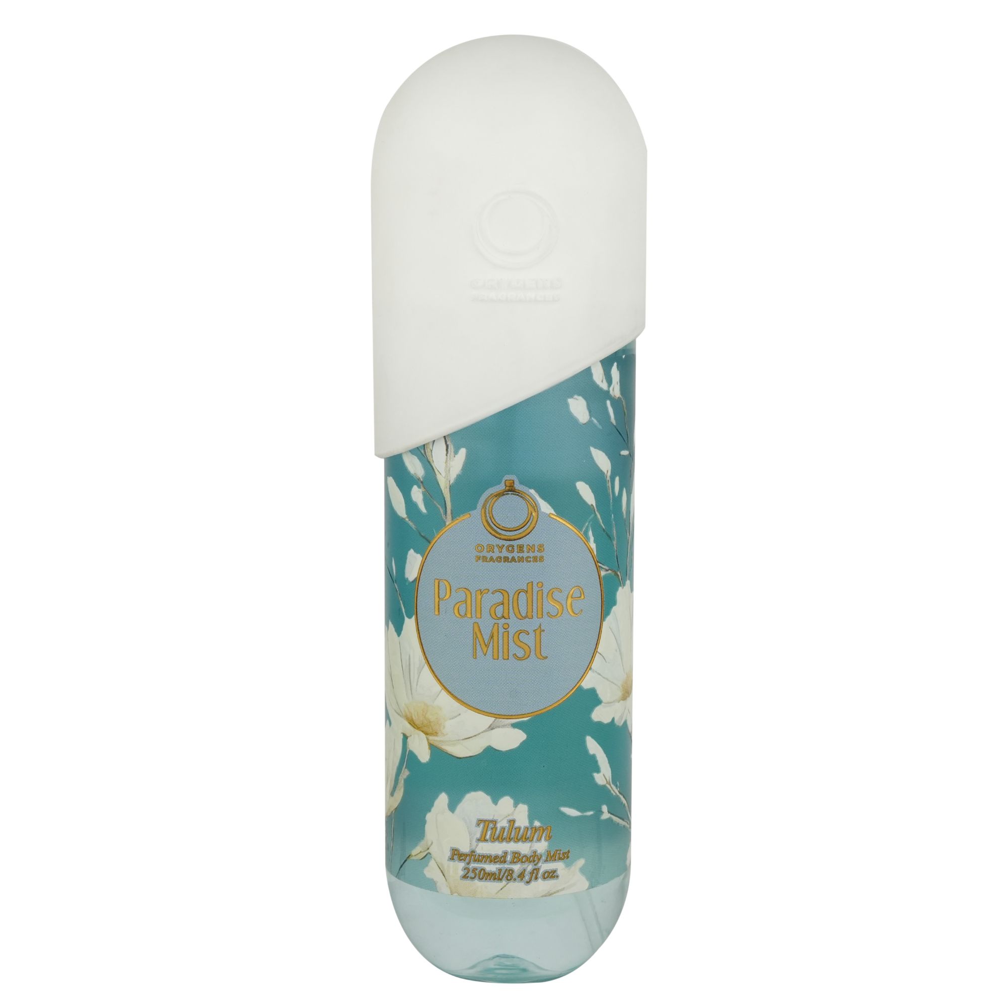 Frasco oficial do perfume ORYGENS PARADISE BODY MIST TULUM 250ML