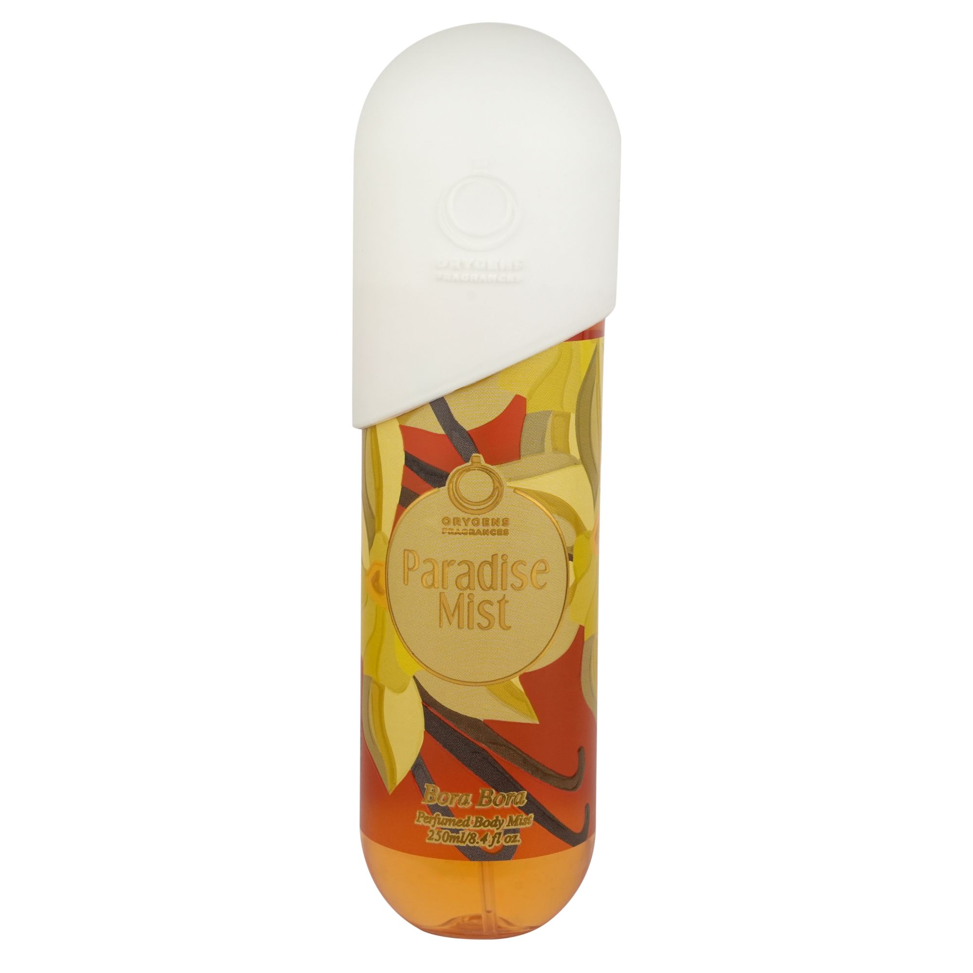 Frasco oficial do perfume ORYGENS PARADISE BODY MIST BORA BORA 250ML