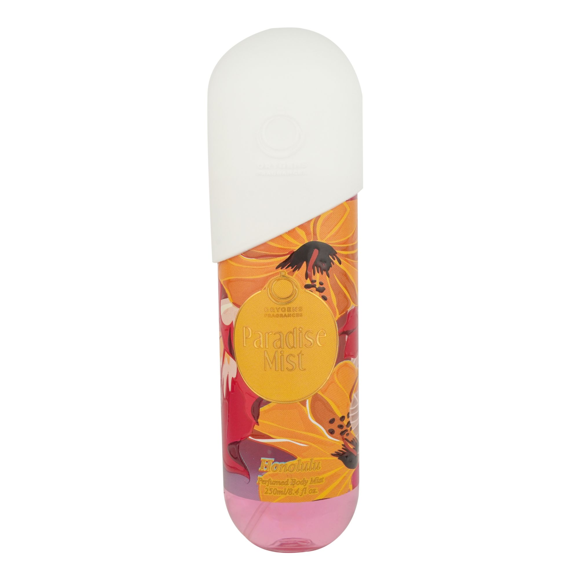 Frasco oficial do perfume ORYGENS PARADISE BODY MIST HONOLULU 250ML